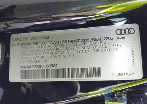 2017 Audi A3 2.0T Premium z USA, uszkodzony, nr VIN WAUAUGFF2H1052584